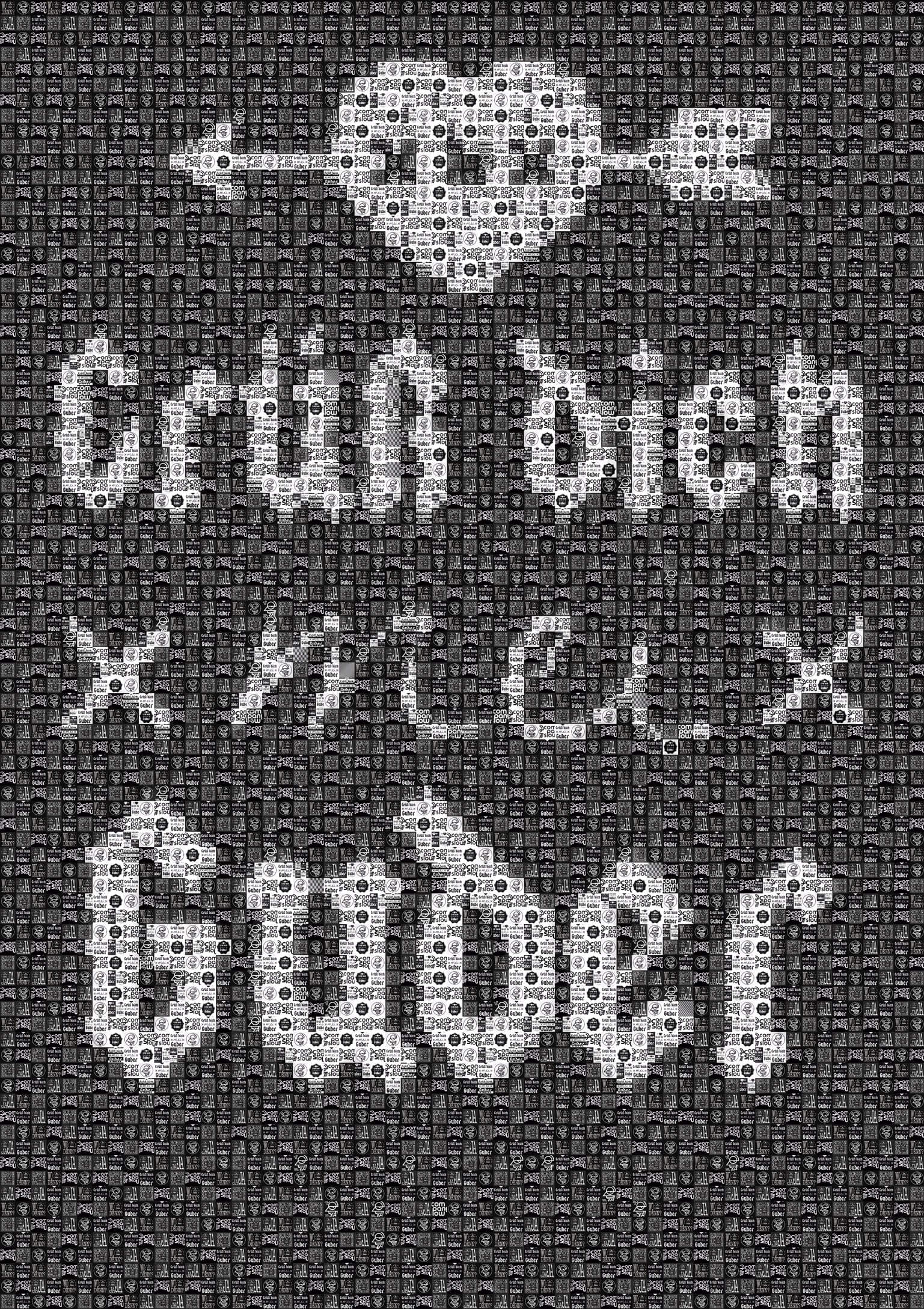 Pixel Art, Mosaik, Sticker, "Grüß dich mei Guder' Logo schwarz