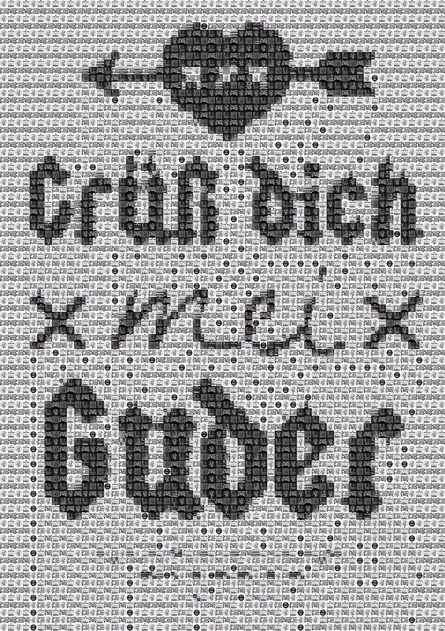 Pixel Art, Mosaik, Sticker, "Grüß dich mei Guder' Logo weiß